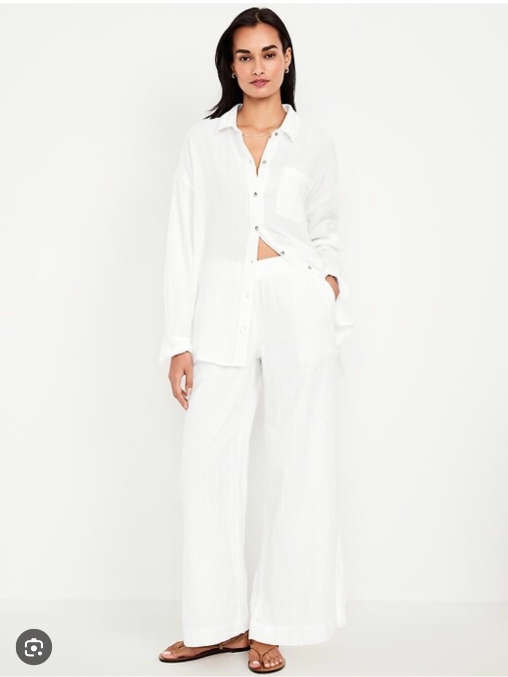 Old Navy High Waisted Crinkle Gauze Super Wide Leg Pants White Xl Nwt